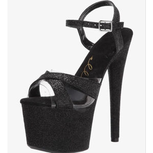 NEW Ellie Shoes Black Glitter Platform Stiletto Heels 10 $95